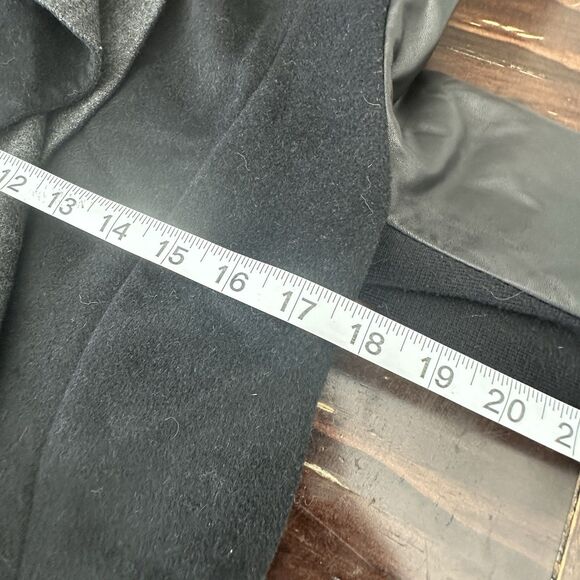 BCBGMAXAZRIA Double Faced Wool & Lamb Leather  Sleeves Open Front Black Coat XXS - Picture 8 of 8
